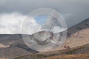 Eruption of Te Maari craters at Mount Tongariro. Tongariro crossing