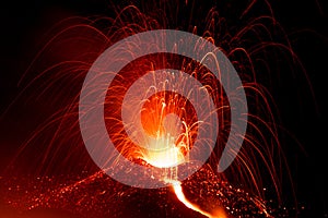 Eruption of volcano etna in sicily