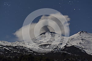 Eruption of the volcano Nevados de Chillan, Chile