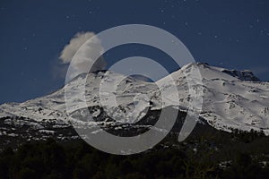 Eruption of the volcano Nevados de Chillan, Chile