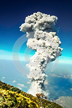 Eruption of volcano Santiaguito in Guatemala by Santa Maria photo