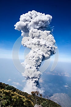 Eruption of volcano Santiaguito in Guatemala by Santa Maria photo