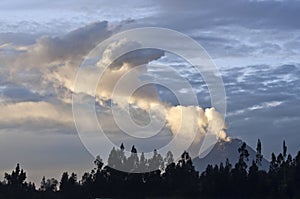 Eruption of a volcano Tungurahua in Ecuador