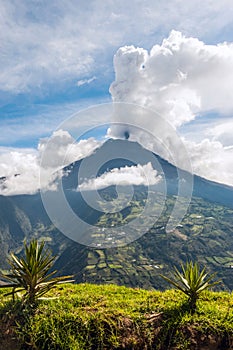 Eruption of a volcano Tungurahua in Ecuador