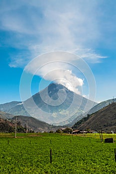 Eruption of a volcano Tungurahua in Ecuador