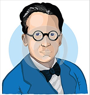Erwin Schrodinger vector sketch portrait