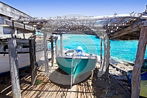 Es Calo escalo Formentera Ibiza beached boat