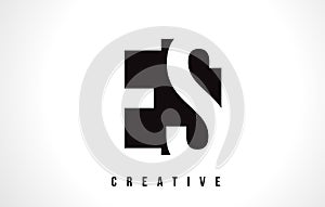 ES E S White Letter Logo Design with Black Square. photo