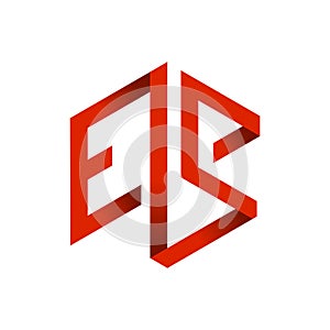 ES Initials Lettermark 3D Red Cube Frame Design