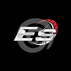 ES Logo Letter Speed Meter Racing Style