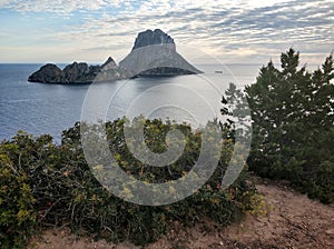 Es Vedra island at sunset. Ibiza Island