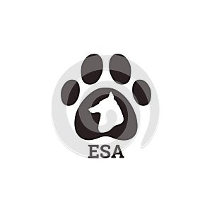 ESA or emotional support animal logo, black and white vector isolated.