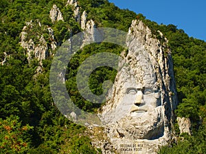 Esalnita, Romania - The statue of Decebal carved in the mountain, Iron Gates Natural Park