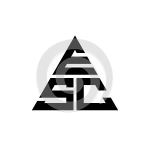 ESC triangle letter logo design with triangle shape. ESC triangle logo design monogram. ESC triangle vector logo template with red