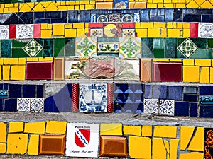 Escadaria Selaron stairway, famous public steps in Santa Teresa district of Rio de Janeiro