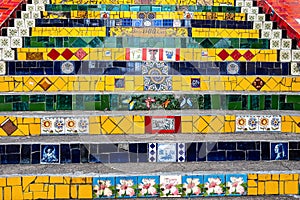 Escadaria Selaron stairway, famous public steps in Santa Teresa district of Rio de Janeiro