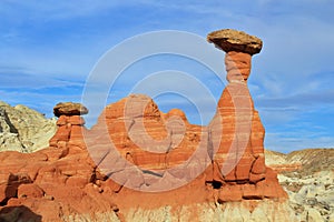 Escalante National Monument with Toadstools Hoodoos in Evening Light, Southwest Desert, Utah