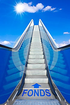 Escalator blue sky german text FONDS funds