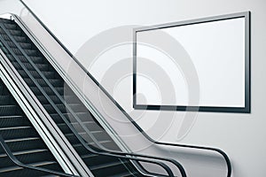 Escalator in concrete metro interior