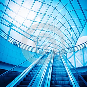 Escalator and glass dome