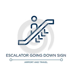 Escalator going down sign icon. Linear vector illustration from airport and travel collection. Outline escalator going down sign