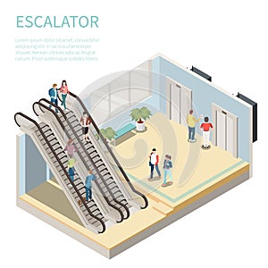 Escalator Isometric Composition