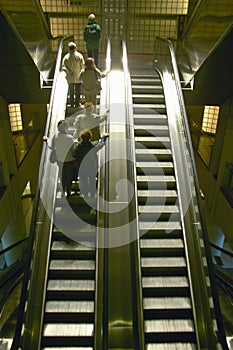 Escalator at the Metro Station, Paris, France