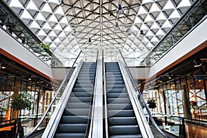 Escalator in a modern building