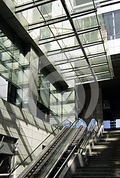 Escalator of the modern building