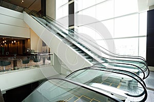 Escalator in modern building