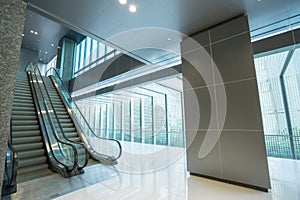 Escalator in modern building