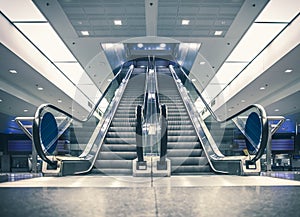 Escalator in modern building