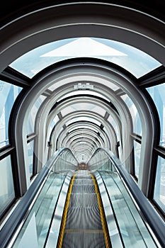 Escalator in modern building