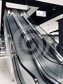 Escalator in motion without people