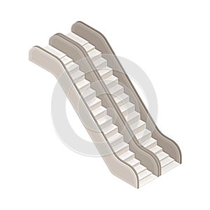 Escalator or Moving Staircase in Metro or Subway as Rapid Transit Urban System Isometric Vector Illustration