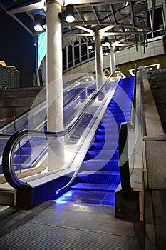 Escalator in night view