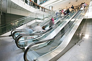 Escalator in office building