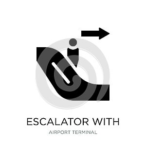 escalator with right arrow icon in trendy design style. escalator with right arrow icon isolated on white background. escalator