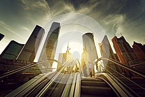 Escalator in Shanghai lujiazui financial center