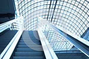 Escalator in shopping center, Moscow