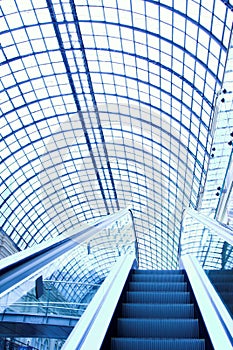 Escalator in shopping center, Moscow