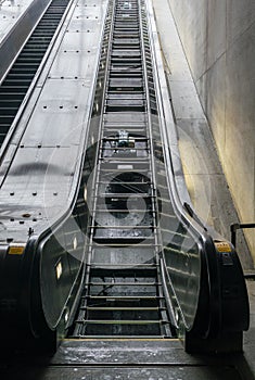 Escalator in a train station under repair