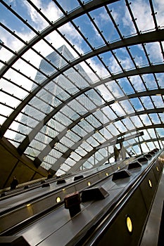 Escalator underground station - Canary Wharf