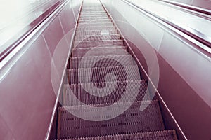 Escalator, up and down escalators in public building or subway