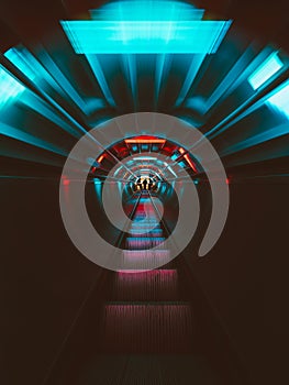 The escalators inside the Atomium.