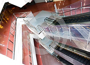 Escalators in modern building photo