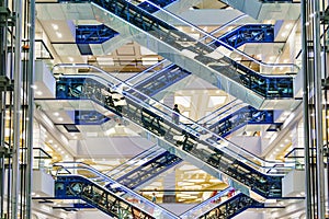 Escalators at modern mall