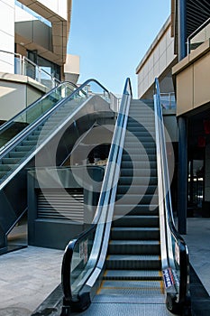 Escalators in a modern shopping center