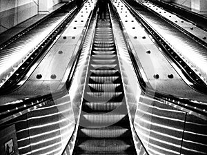 Escalators photographed in Black & White