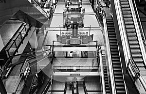 Escalators in a shopping mall